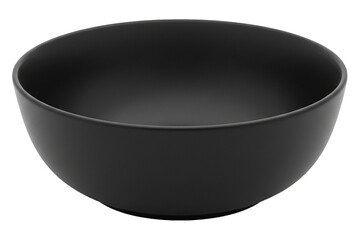 PNG. black ceramic bowl. A clean empty matte black ceramic serving bowl on transparent background.