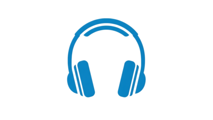 Neon glowing headphones  isolated design for music and technology applications isolated on transparent background