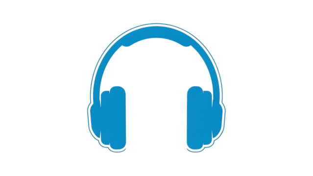 Bright blue headphones isolated digital illustration isolated on transparent background - Powered by Adobe