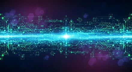 Digital data stream with futuristic technology background abstract