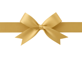 Elegant golden ribbon tied in a classic bow for gift wrapping and celebrations