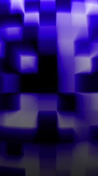 Purple Blue Abstract Cubes Motion Background with Soft Glow Light and 3D Geometric Flow Animation