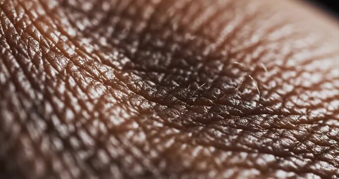 Macro Shot of Human Skin Texture with Wrinkles and Folds.