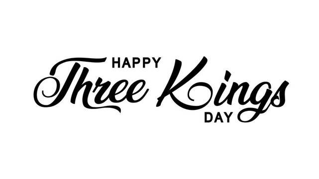 Happy three kings day text animation, perfect for festive social media posts, greeting cards, or event posters. - Powered by Adobe