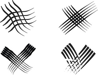 Hand drawn grunge cross set. Abstract black ink brush strokes X marks. Sketch doodle collection.