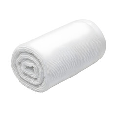 Rolled white microfiber cleaning cloth on a transparent background