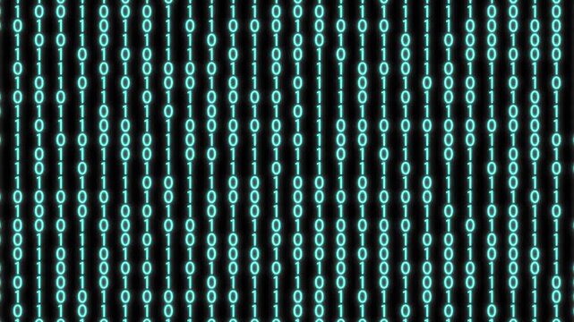 A zooming computer screen filled with binary data