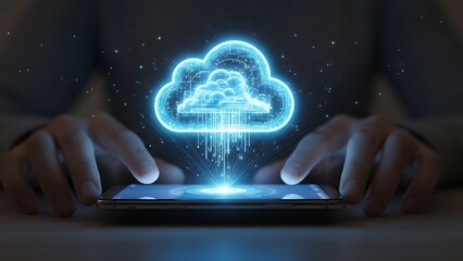 Mobile cloud connectivity seamless data transfer and digital innovation on smartphone.