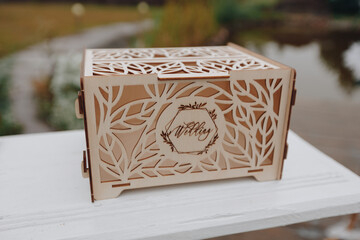 Wooden wedding card box