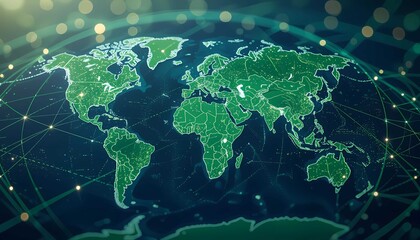 Digital network connects global data, sharing information across cyberspace worldwide