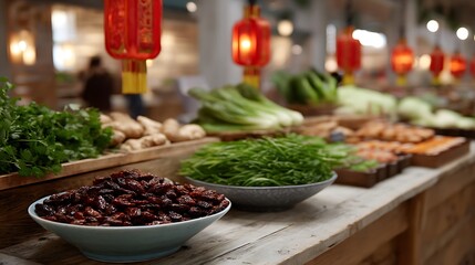 Vibrant Produce Market with Fresh Vegetables and Spices for Culinary Inspiration