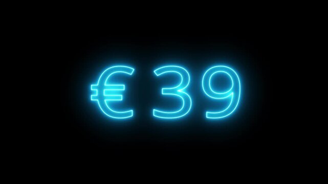 79 Euro business counting animation. Counting money animation. Neon number counter animation.