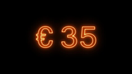 70 Euro business counting animation. Counting money animation. Neon number counter animation.