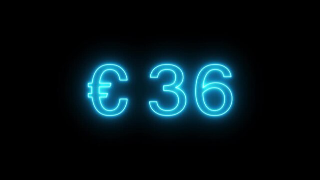 73 Euro business counting animation. Counting money animation. Neon number counter animation.