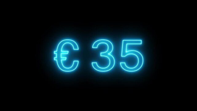 71 Euro business counting animation. Counting money animation. Neon number counter animation.