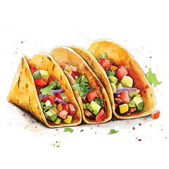 Three delicious tacos filled with fresh ingredients and vibrant colors.