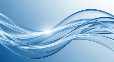 Abstract blue flowing waves of light and energy on a gradient background