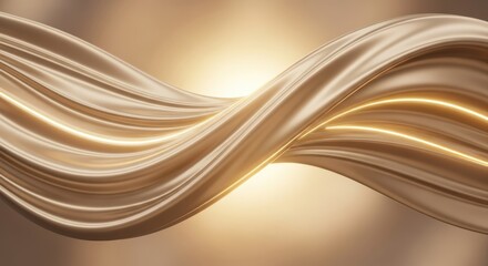 Abstract flowing golden silk fabric with soft light and elegant curves, symbolizing luxury and beauty