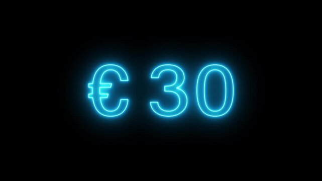 60 Euro business counting animation. Counting money animation. Neon number counter animation.