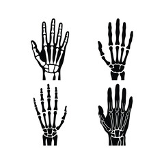 Hand x-ray silhouette set medical imaging