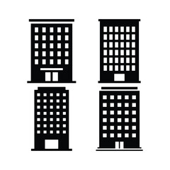 Hotel building silhouette set hospitality property