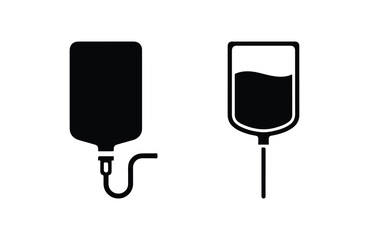 IV saline bag silhouette set medical treatment