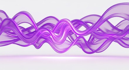 Abstract flowing purple waves with soft light and shadow, isolated on white background