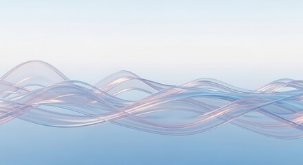 Abstract flowing translucent ribbons with soft pastel colors and subtle shimmer