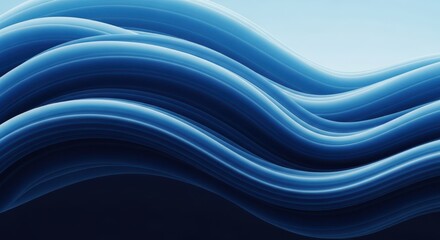 Abstract flowing waves of deep blue and lighter blue, creating a serene and calming waterlike texture