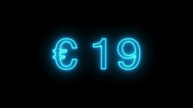 39 Euro business counting animation. Counting money animation. Neon number counter animation.