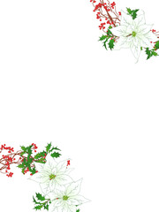 ポインセチアとサンキライのリースフレーム③縦_白