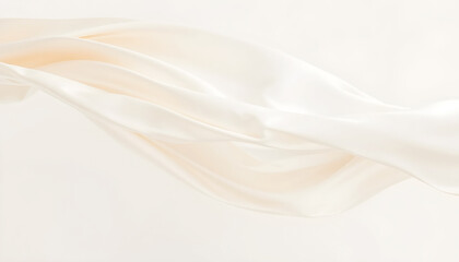 Fashion concept in Pantone Cloud Dancer color. Flowing silk fabric in soft milky white tone