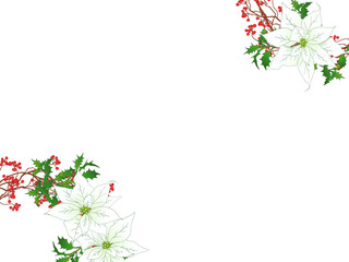 ポインセチアとサンキライのリースフレーム⑥白