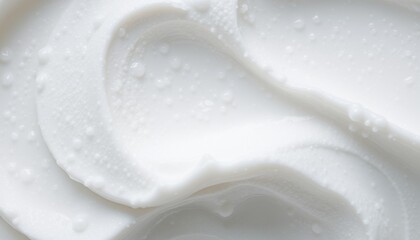 Close up abstract macro shot of creamy white cosmetic product texture with subtle highlights and shadows