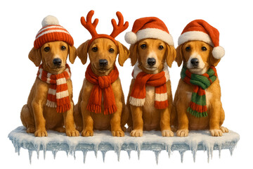 Cute Christmas Dog Breeds Collection &ndash; Holiday Puppy Set in Festive Winter Outfits,  Transparent background, Sloughi