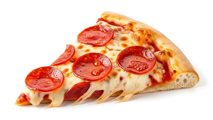 A mouthwatering slice of classic pepperoni pizza, adorned with gooey melted cheese, perfect for a quick and satisfying meal