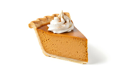 A Delicious Slice of Pumpkin Pie Topped with Whipped Cream, Perfect for Autumn