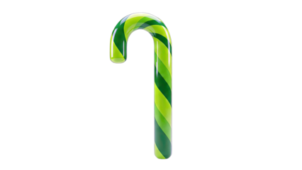 Green Candy Cane on White Background