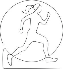 Continuous line drawing of a young woman athlete running. Individual sport, competitive concept. Single line draw design vector illustration