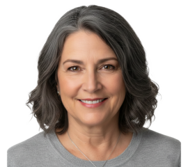 PNG. portrait of a young mature senior woman. portrait of a senior middle aged woman on transparent background.