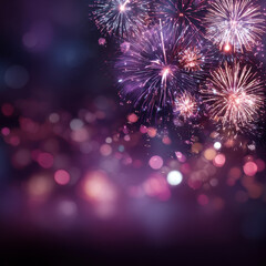 Obraz premium Purple Spark Fireworks Background – AI Generative