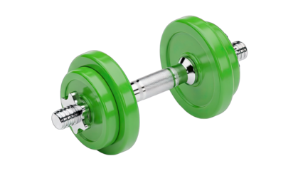 Green Dumbbell Isolated on White Background for Fitness