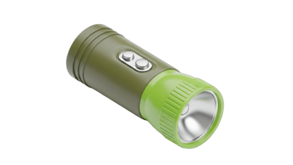 Green Flashlight Isolated on White Background