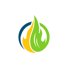 Abstract flame logo with circular design and vibrant colors