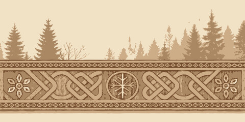 Christmas Rustic Scandinavian-inspired pattern strip at the top, evoking hygge and winter warmth for festive backgrounds.