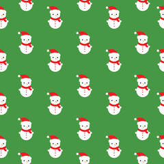 Cute snowman seamless pattern on a festive green background. Perfect for Christmas wrapping paper, holiday textiles, gift packaging, winter decorations, and festive digital dseamless christmas pattern