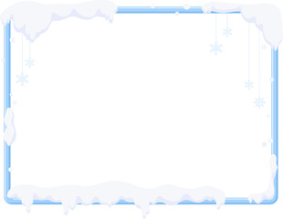 Decorative Snowy Border Design with Frozen Frame for Winter Season
