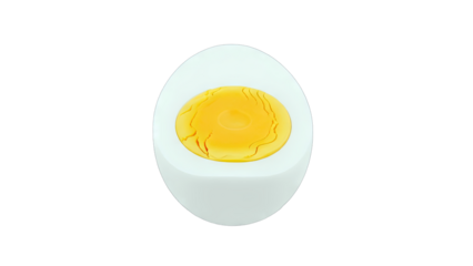 Hard-boiled egg cut in half on white background