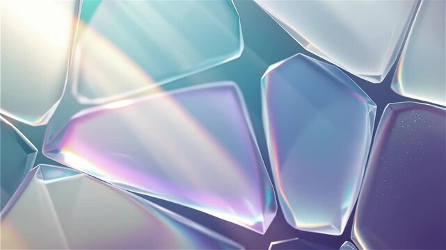 Abstract Iridescent Ice Blocks with Light Refraction and Subtle Movement