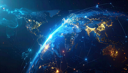 Abstract globe with digital network connections